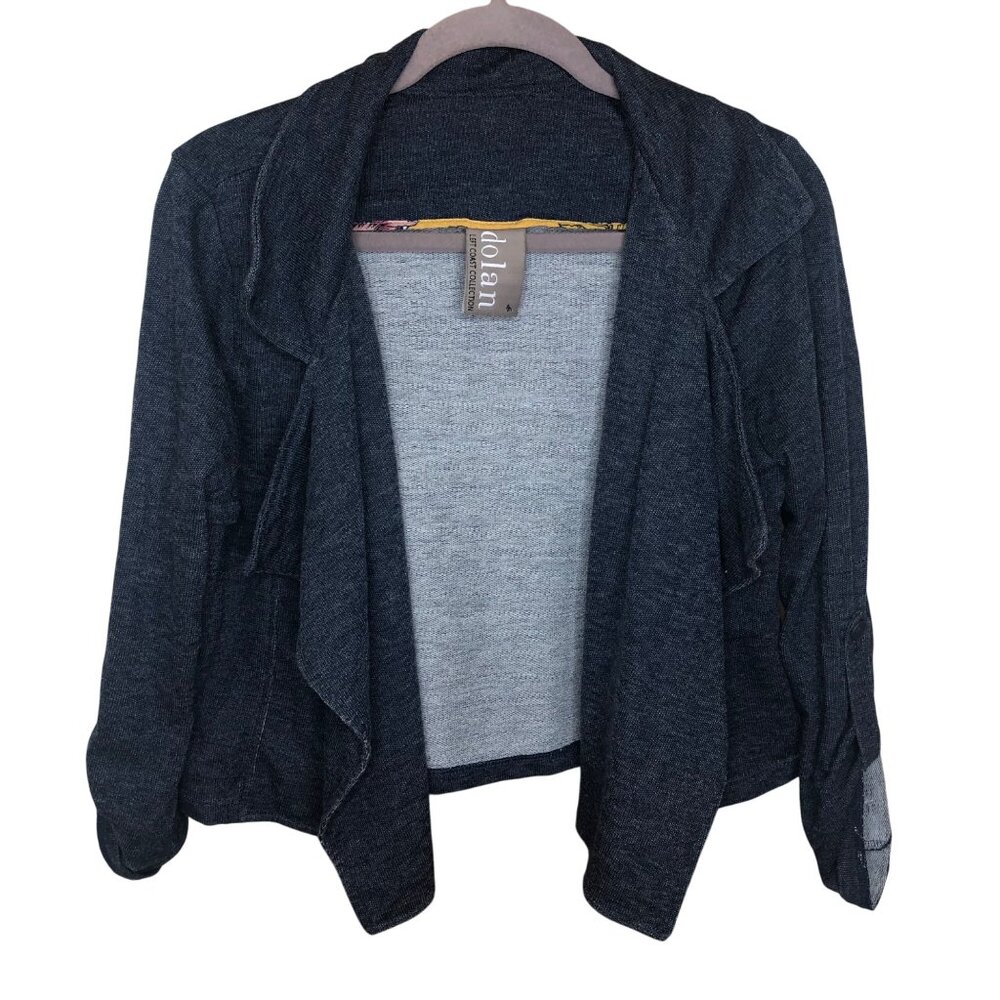 Dolan Left Coast Collection Womens Open Front Cardigan M Roll-Up Sleeves Button